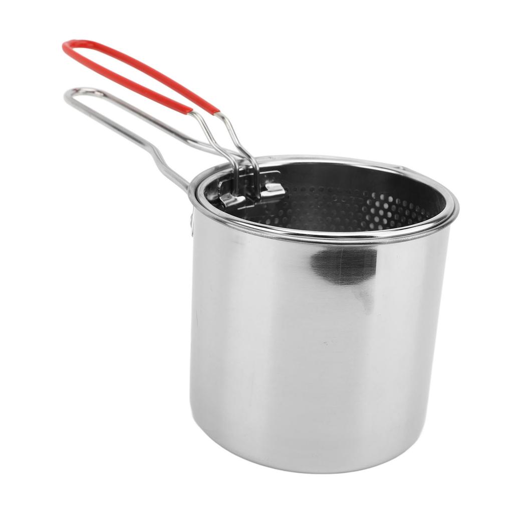 Deep Fryer Pot with Basket 304 Stainless Steel Oil Filter Vessel Cooking Oil Container for Kitchen Camping