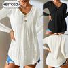 Moda Donna Casual Stampa Colore Unico Manica Lunga Scollo a V Camicie & Bluse Design Unico