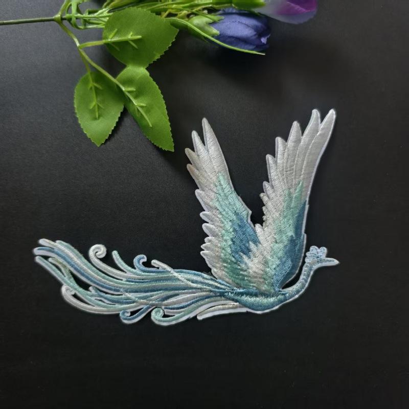 

Наклейка на ткань в китайском стиле с четырьмя цветами, изысканная нашивка на юбку с вышивкой в виде феникса 4 #left