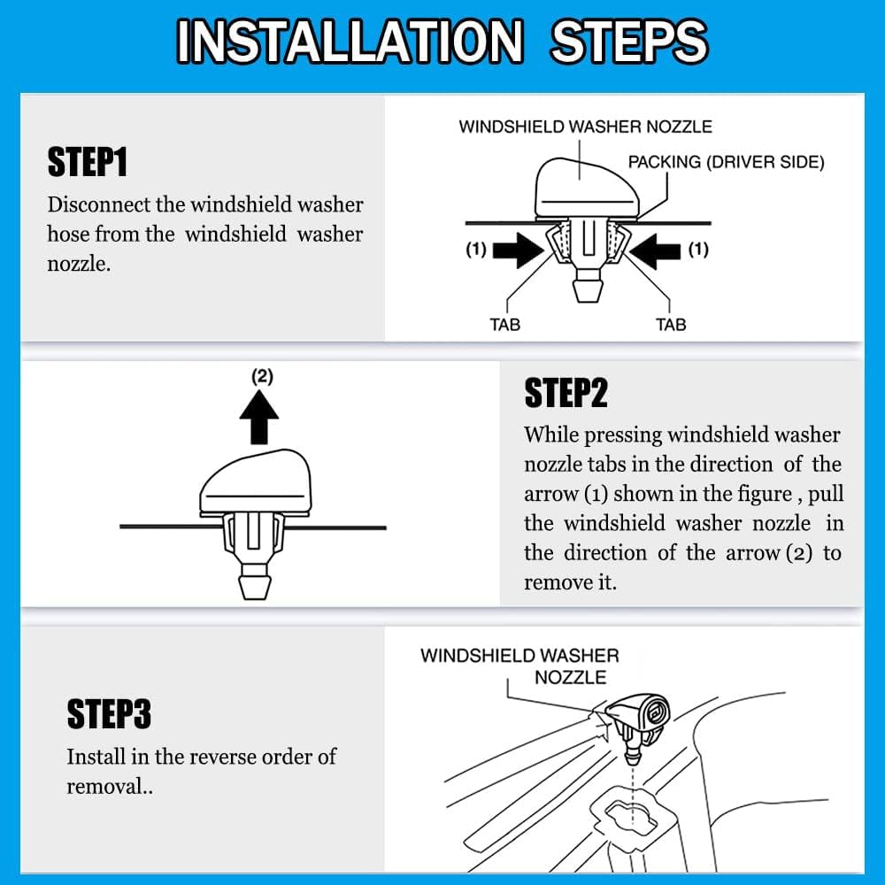 2PCS Windshield Washer Nozzles Kit, Replaces OEM #5160308AA, 4805742AB, 5116079AA, Compatible with Jeep, Chrysler, RAM, Dodge – Windshield Sprayer