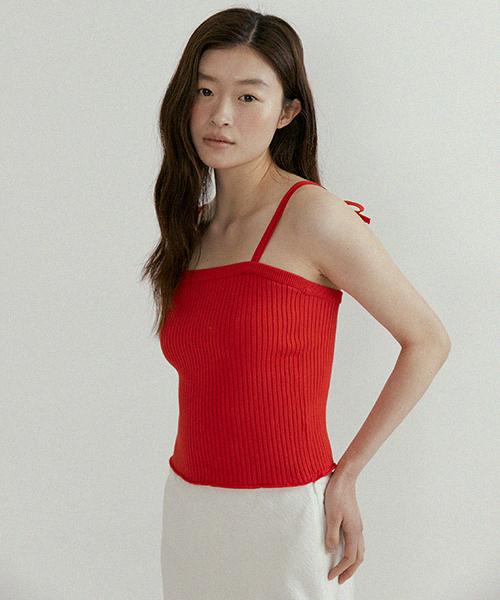Lingseoul Ribbed Bustier Knit-Red