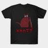 Men Black Print T-shirt What? - Cat With A Knife No-Cut Transfer Paper Print Cotton Tshirt