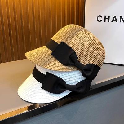 Hat Sun Hat Women's Sun Protection Summer Straw Woven Breathable Fashion Bow Equestrian Hat Seaside Vacation Style Cap