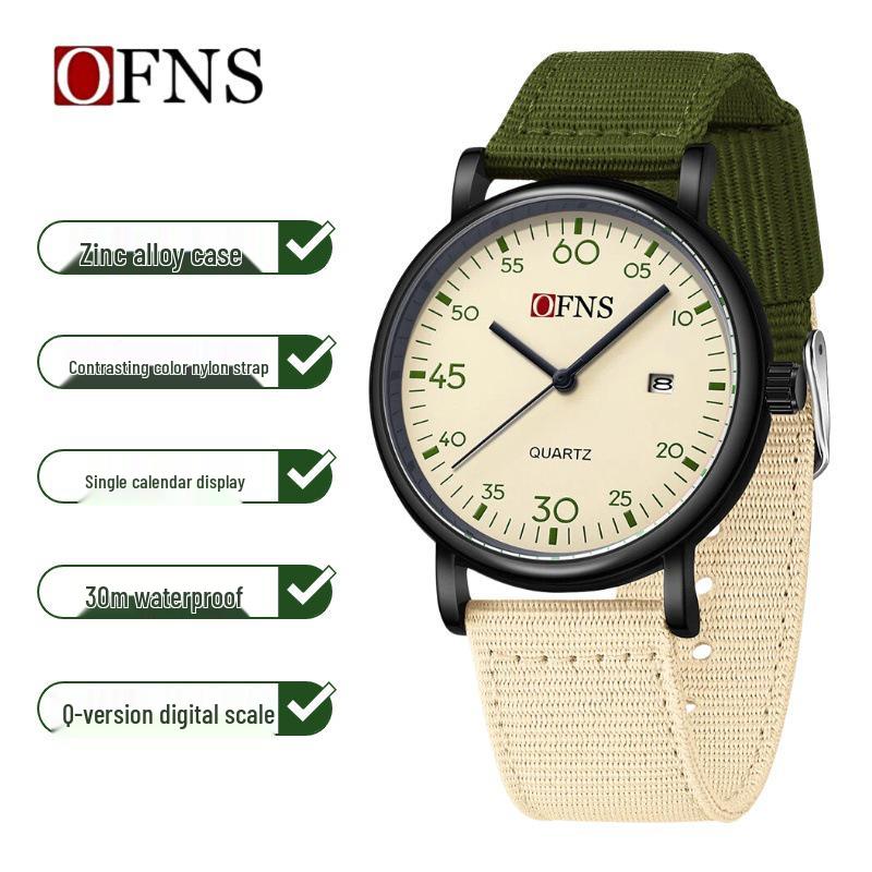 OFNS Unisex Quartz Exam Watch: Simple, Waterproof, Calendar, Fluorescent.