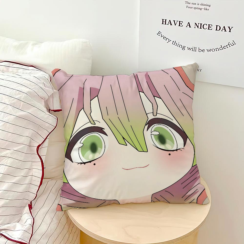 Anime Manga Art Chibi D-Demons S-Slayers Cushion Cover Soft Pillow Case For Sofa Living Room Home Office Decor Protective Covers