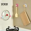 Door Hook Flower Shape Suction Cup Hook, No-Drill Plastic Cabinet Drill Handles, Rotatable Knob Adjustable Buckle for Kitchen Bathroom
