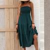 Women's Casual Fashion High-waisted V-neck A-line Dress With Ruffle Sleeves Ruffle Sleeves