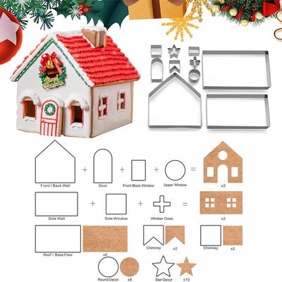 10 Pcs Christmas Cookie Cutter Set Stainless Steel Gingerbread House Cookie Cutter Set Cake Biscuit Cutter Mold JT269