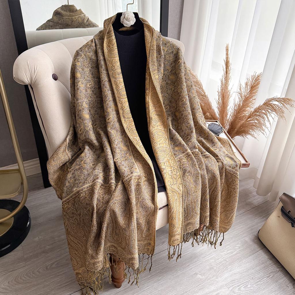 Imitation Cashmere Shawl Classic Ethnic Style Versatile Jacquard Cashew Fringed Scarf Long Scarf