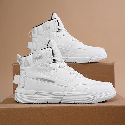 White High-top Shoes Men's Trend Korean Version Autumn and Winter Sports Board Shoes 45 Fattened and Widened Large-size Men's Shoes 46 47 48