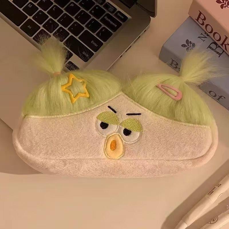 Borsa Astuccio Peluche Grande Capacità Divertente Creativo Cartone Animato Ragazza Bocca Grande Custodia Porta Penne Portatile Cancelleria Scolastica Regalo