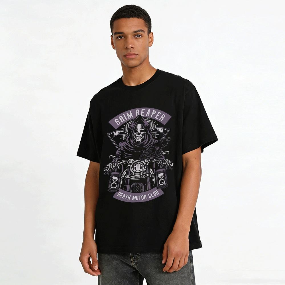 Grim Reaper Death Motor Club Graphic Casual Biker Tee Pure Cotton T-shirt
