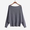 Autumn Winter Women's Plus Size One-Shoulder Cable Knit Batwing Sweater Pullover