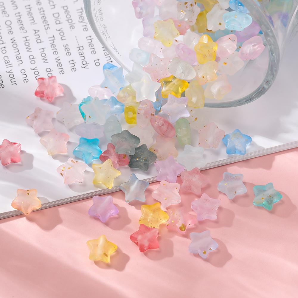 50pcs Acrylic Colorful Beads Star Shaped Spacer Beads for DIY Necklaces Bracelets Keychains Earrings Jewelry Making Accessories