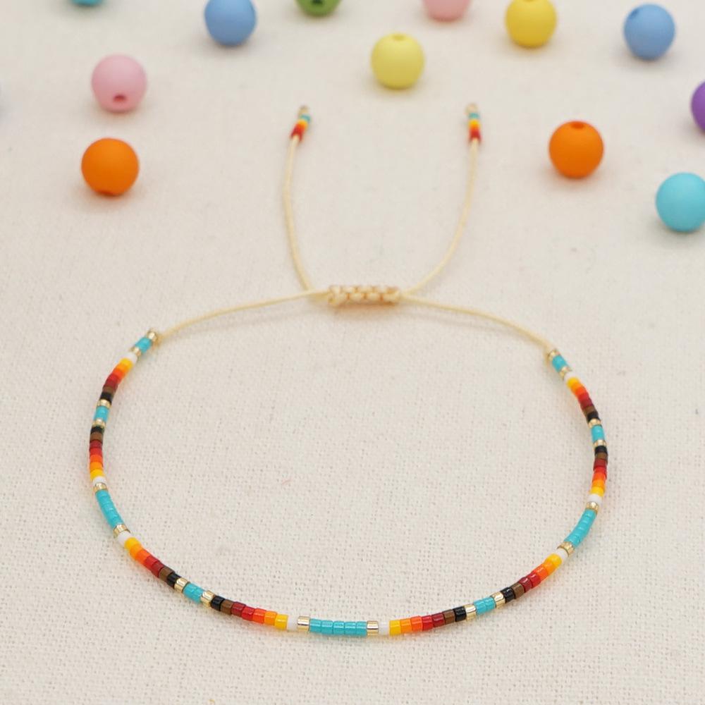 

Богемный этнический градиентный радужный браслет из бисера для женщин