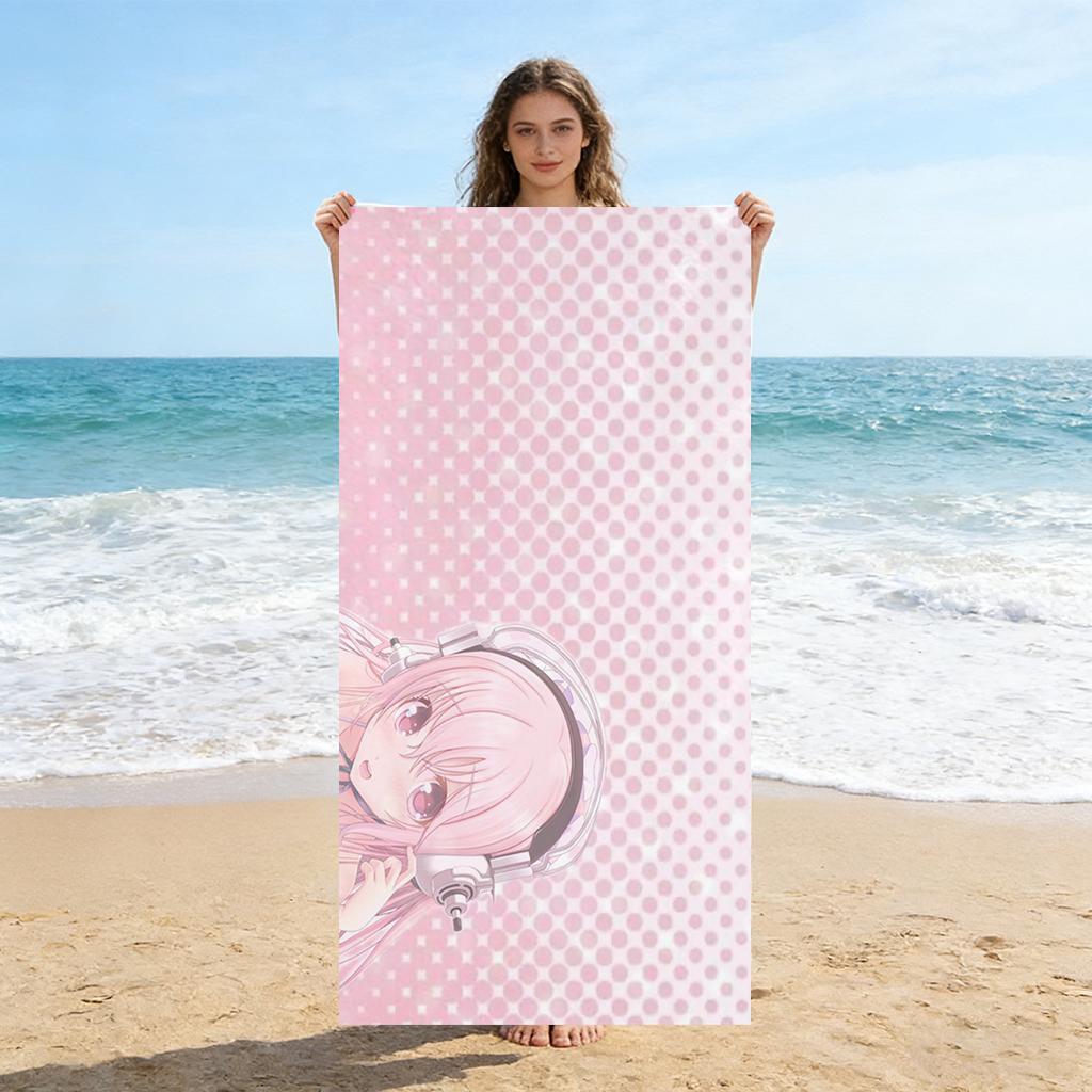 1PC Anime Angel Nurse Beach Towel Quick-drying Towel Suitable for Seaside Pool Camping Vacation Yoga For Family Friends Children