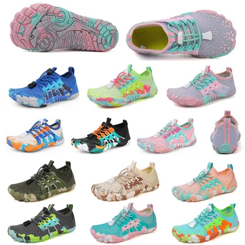 Men Women Water shoes Upstream Wading Swimming Barefoot Five Fingers Aqua Shoes Colorful Beach Seaside Light Unisex Sneakers