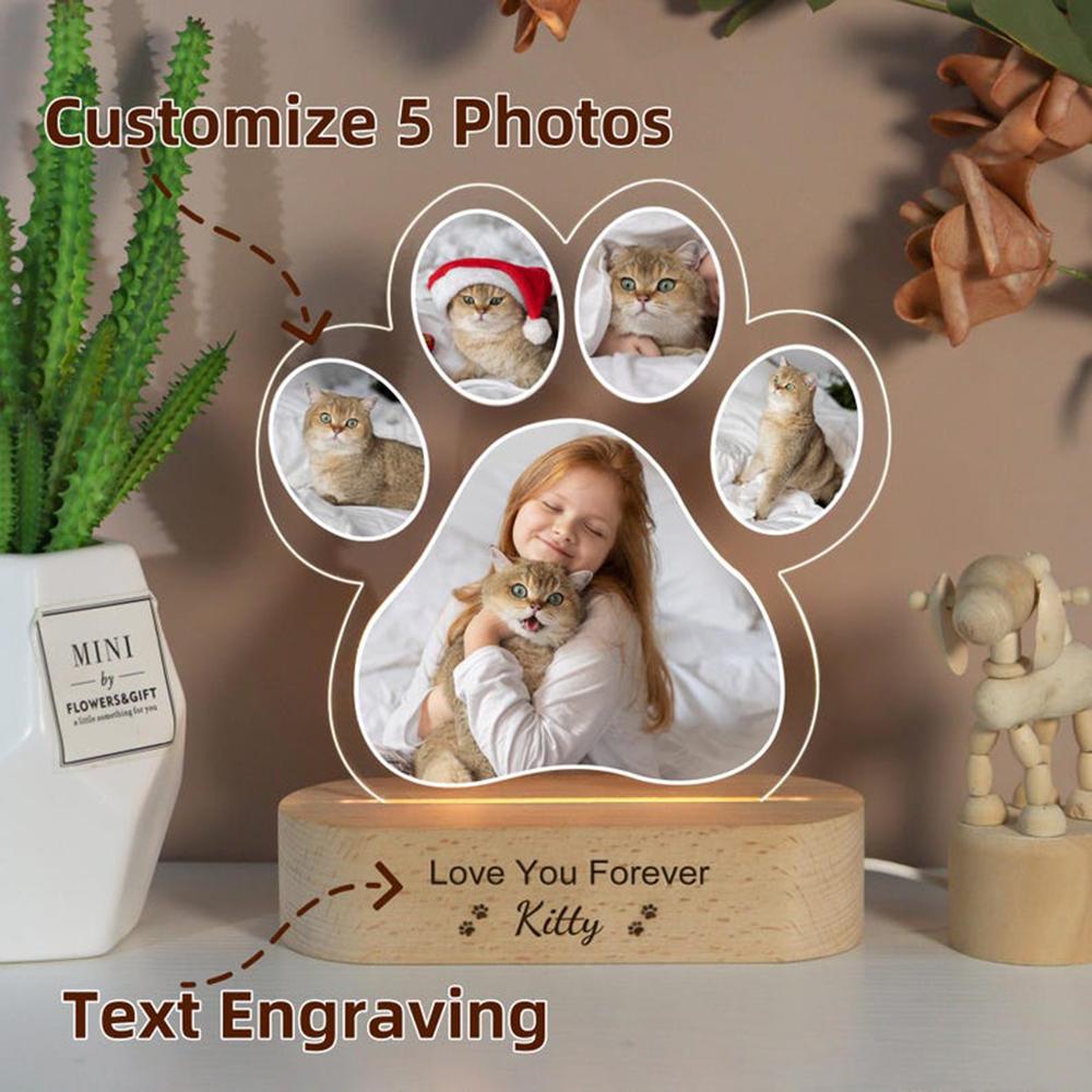 Custom Dog Cat Photo Memorial Night Light Light Up Pet Memorial Plaque Personalized Pet Keepsake Sign Sympathy Gift for Pet