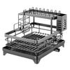 Stainless Steel Double Layer Dish Rack: Drains Bowls, Plates, and Chopsticks