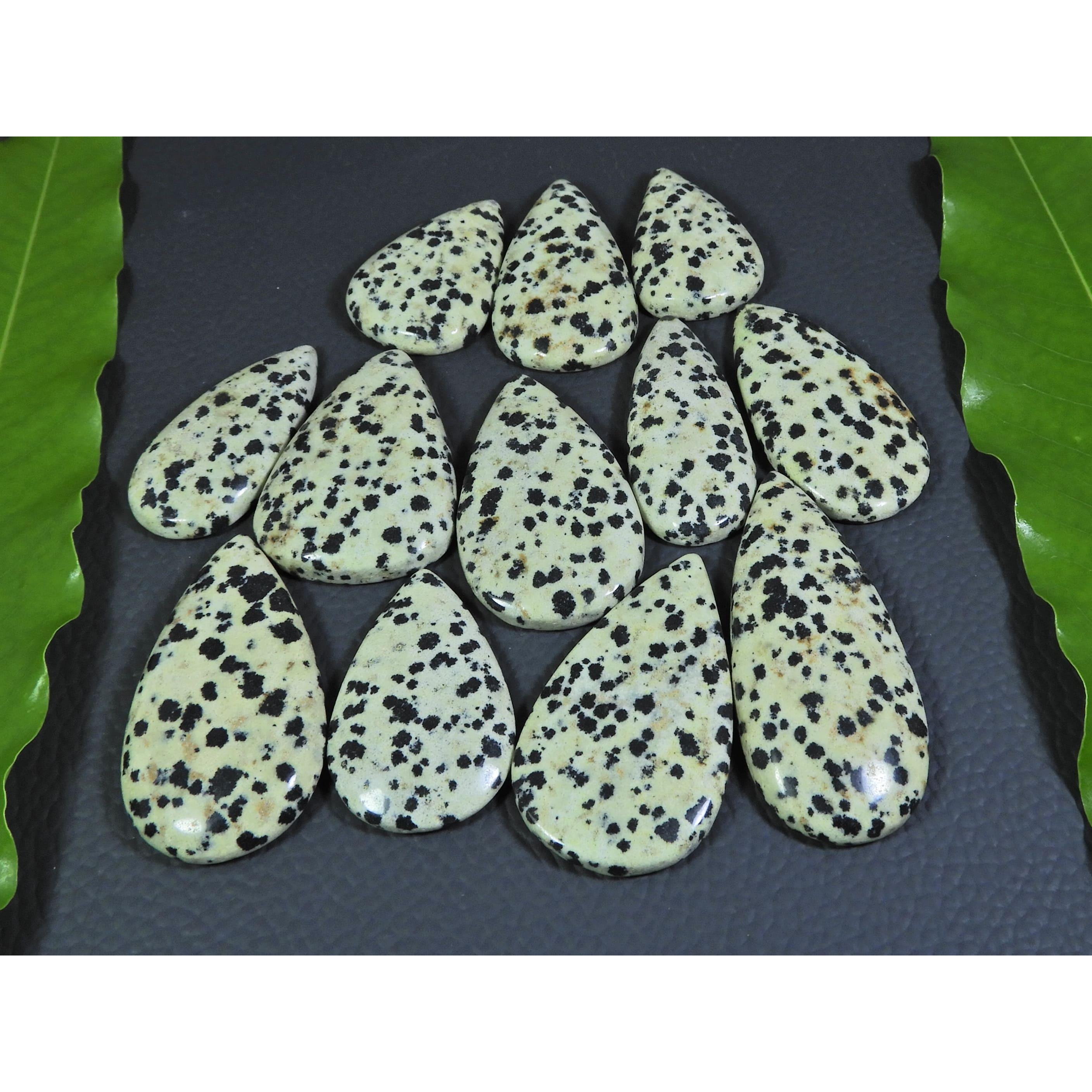 

411Cts. Natural Dalmation Jasper Pear Cabochon Loose Gemstone 12 Pcs Lot A-381