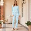 Women's Casual Printed Pajama Set with Round Neck and Loose Fit for Sleep and Lounging