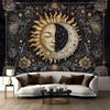 1 peça de Tapeçaria Sol e Lua Celestial - Design Duplo c/ Estrelas & Floral, Pendurado na Parede Resistente a Rugas para Sala de Estar/Quarto