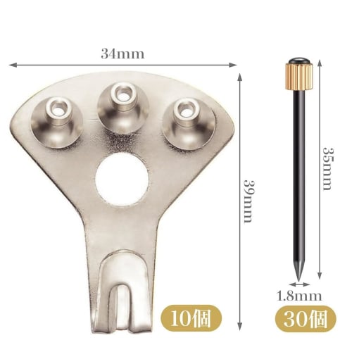 Pack of 10 Wall Hooks, Weight Capacity: Approximately 34kg, Strong, with Nails, for Hanging Pictures, Clocks, and Drywall (Silver)