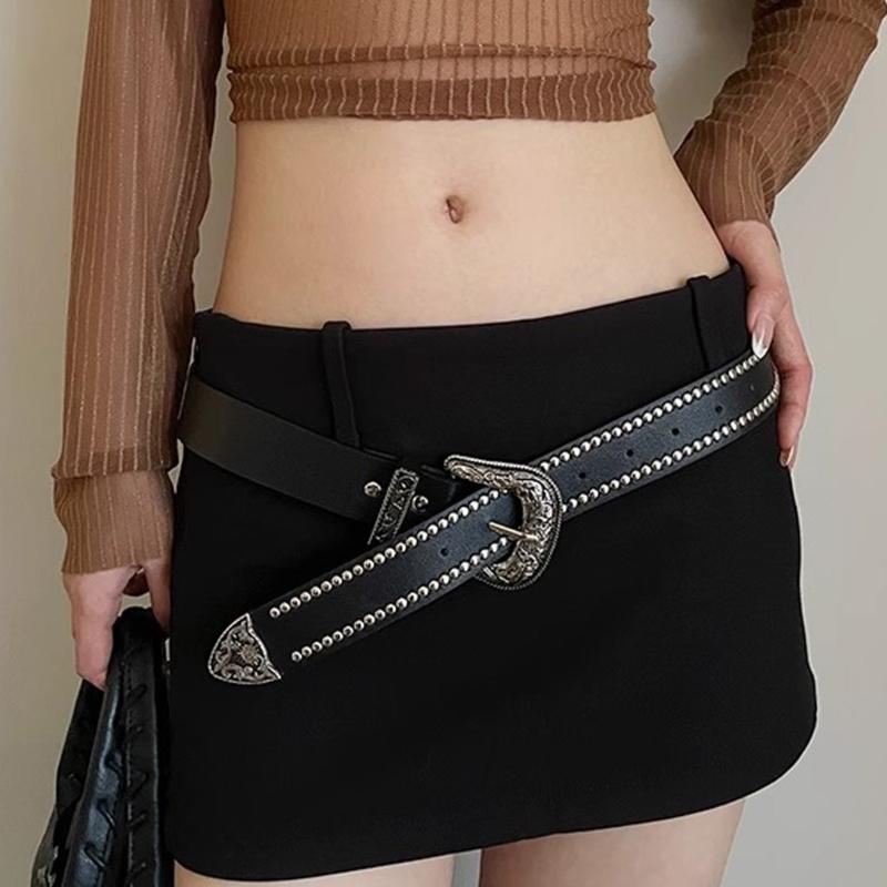 PU Waist Belt with Adjustable Pin Buckle for Fashion Enthusiasts Jeans Skirt