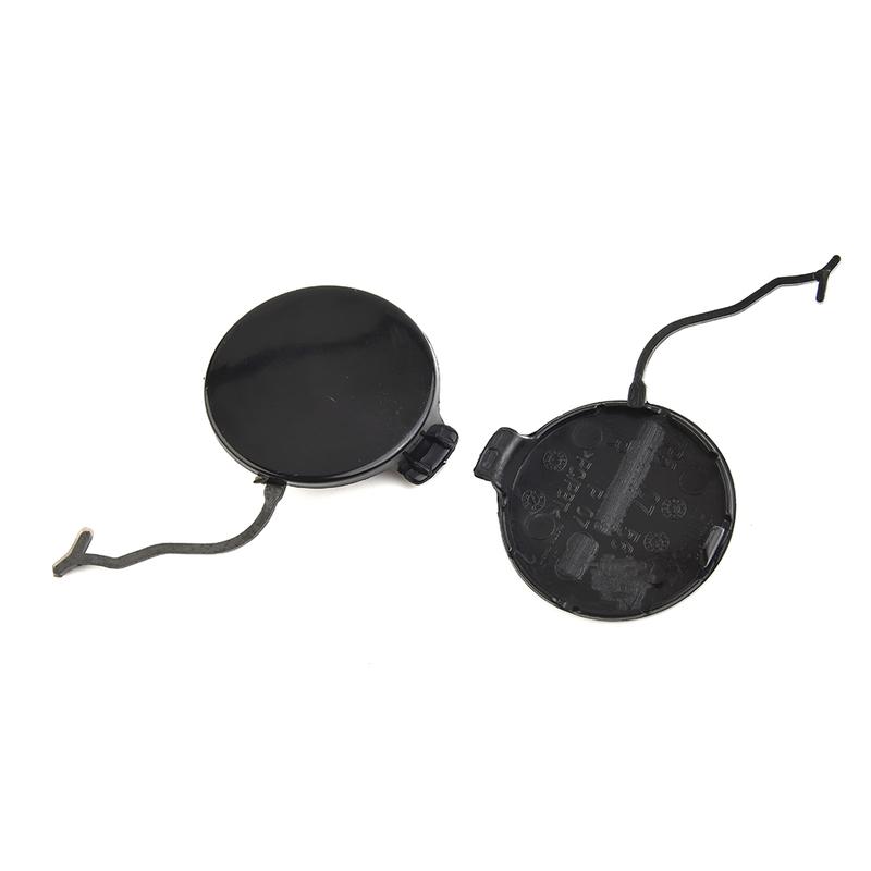 Brand New Left Right Front Tow Hook Bumper Left Right Drag Hook Eye Cover Front Bumper Unpainted BLACK Plastic