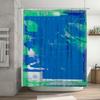 Modern Bathroom Decor Shower Curtain Set Bold Blue Green Abstract Design for Home Bathrooms Waterproof Fabric with Silver Eyelet