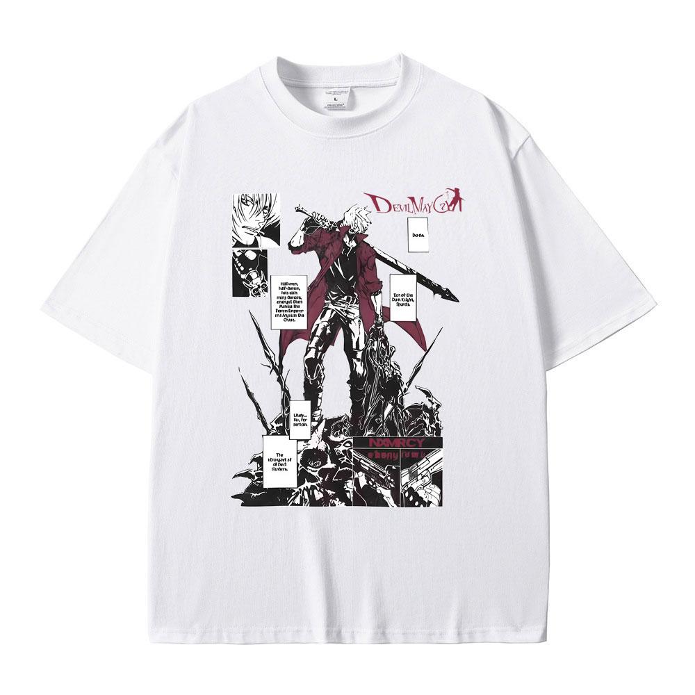 Anime Devil May Cry Syn Spardy Dante Koszulka z grafiką Mężczyźni Kobiety Manga Luźne Koszulki Męskie Codzienne Bawełniane Vintage Koszulki