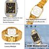 Skmei Square Watch Men Stylish Silver Stainless Steel Wristwatch Gentleman Waterproof Analog Business Casual Chronograph Male Luxury Gift Black Wach