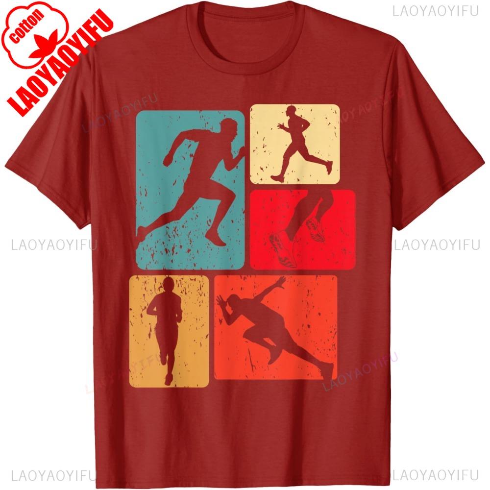Funny Runner Running Marathon Track and Field Lovers Outfit TShirt Cotton Casual Fashion Loose Harajuku Man Tshirt Y2k Tees