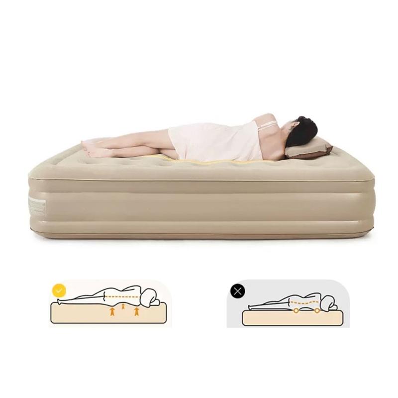 Self Inflating Air Bed with Built In Pump & Storage Bag Raised Flocked Airbed Elevated Blows Up Matress Camping Airbed