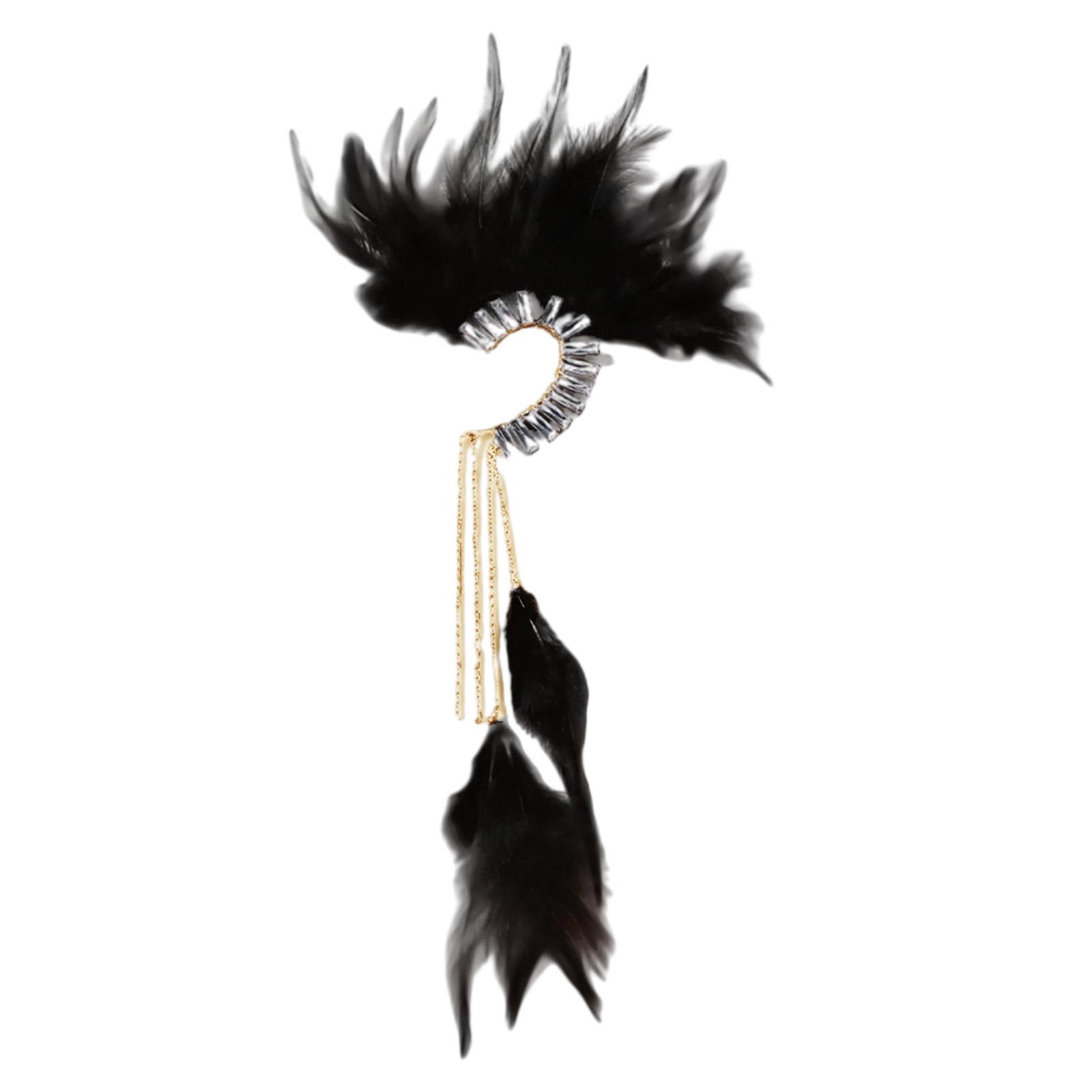 Элегантные серьги-каффы с перьями, не требующие пирсинга, уникальные серьги-каффы, подходящие для женщин, аксессуары для вечерних платьев 1