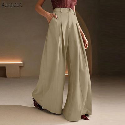 Women Casual Elastic Waist Loose Wide Leg Pants