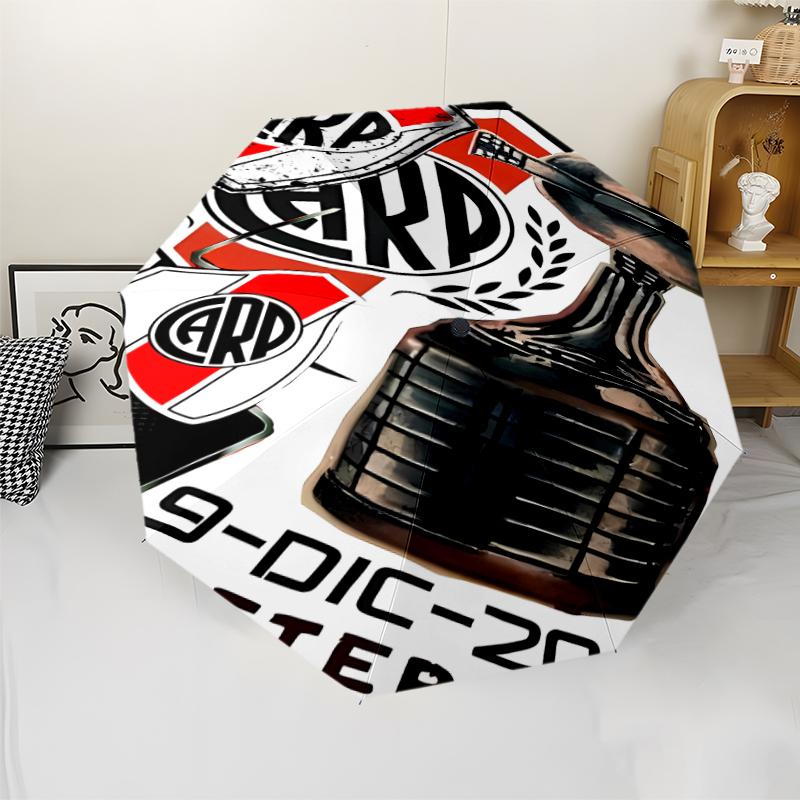 Club Atlético River Plate Print Automatic Umbrella, 8 Rib Iron Frame, Plastic Handle, Suitable for Outdoor Travel &Daily , Ideal Gift