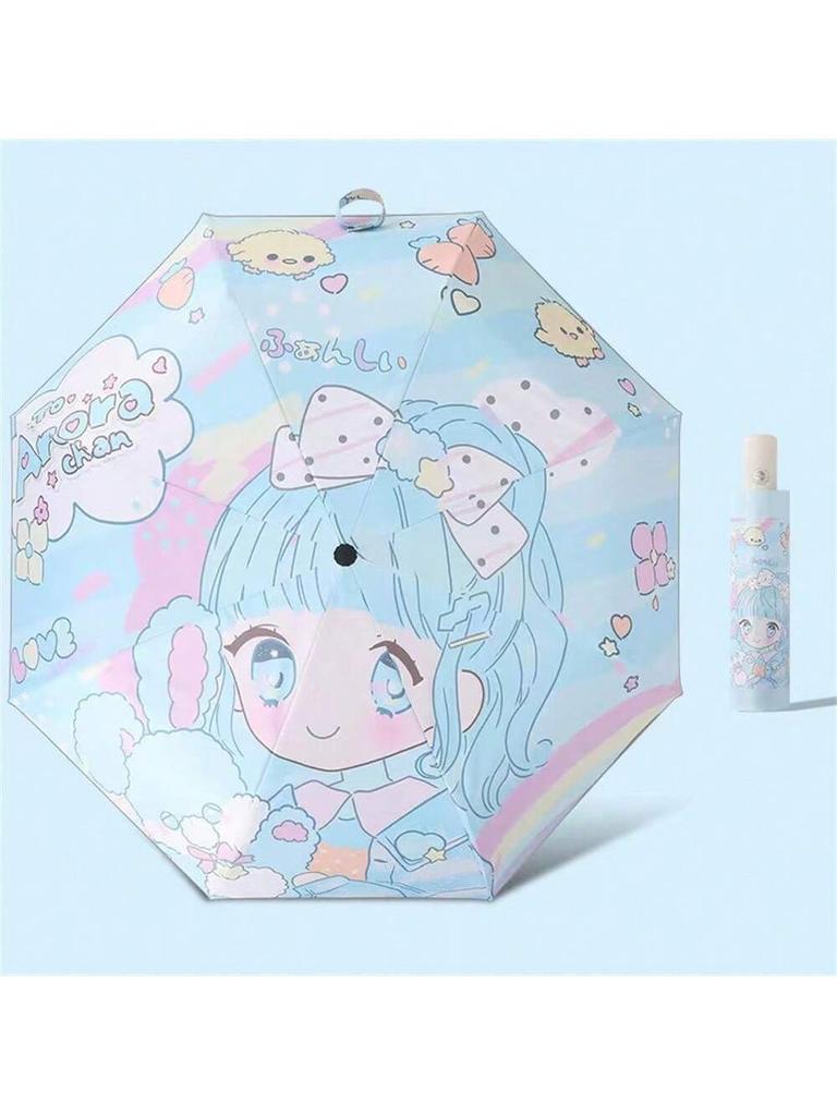 Unicorn Kids Umbrella Auto, Portable Folding Durable Built-in Sun Protection, Auto Open/Close Lightweight for Boys & Girls