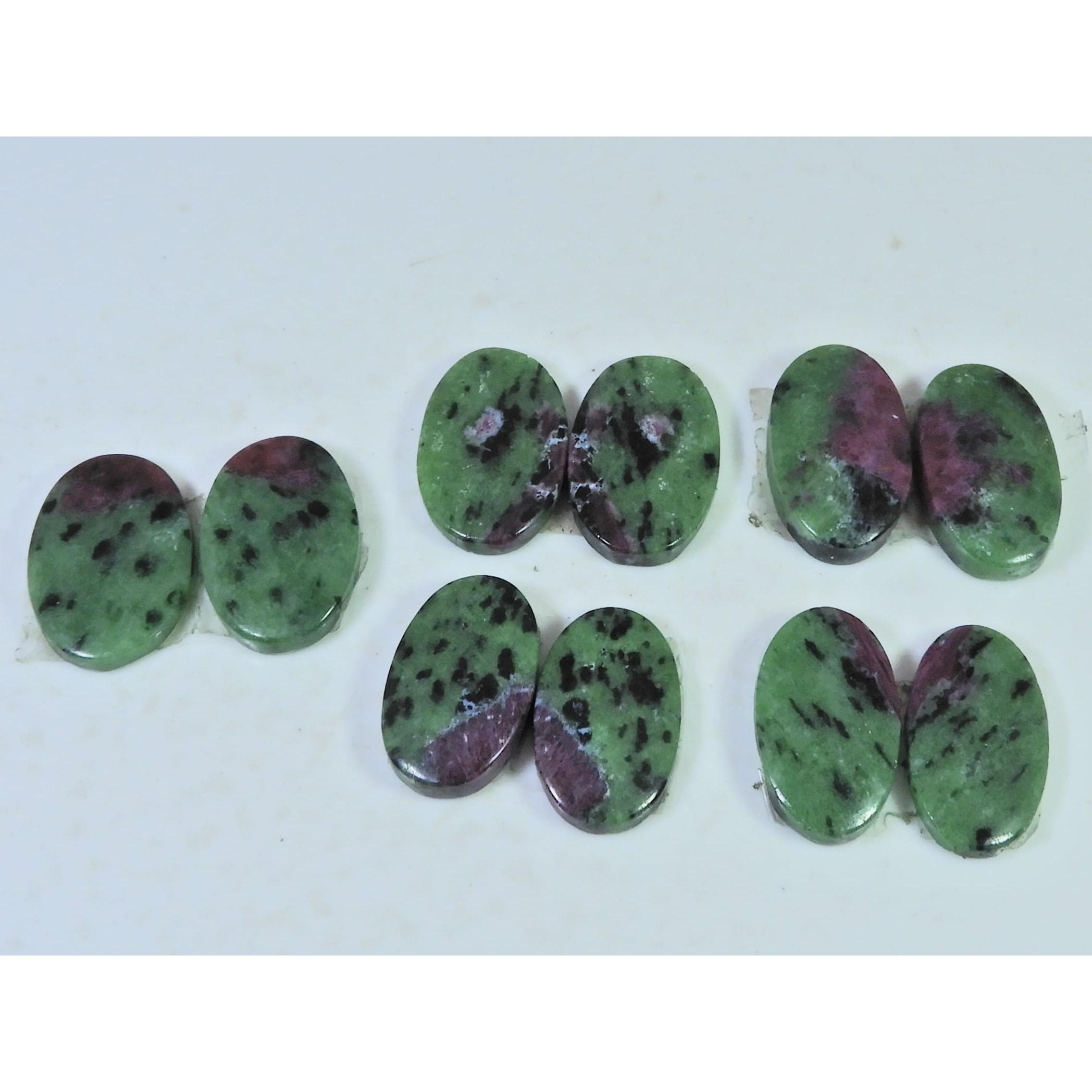 Natural Ruby Zoisite Matched Pair Pear Cabochon Loose Gemstone 05Pair Lot C-2034
