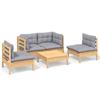 Vidaxl 5-Cz. Garden Lounge Set, Grey Cushions, Pine