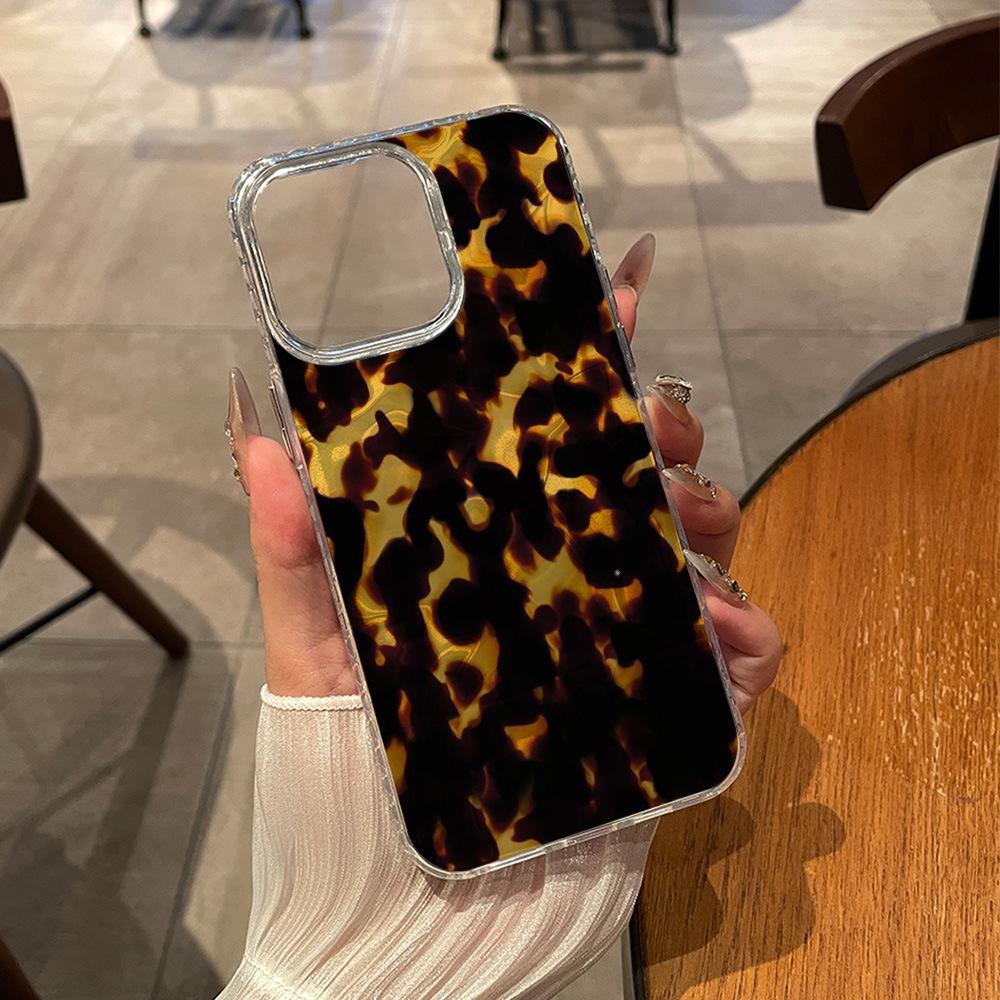Retro amber pattern mobile phone case is suitable for iPhone15/16/17 Apple full series transparent soft case in stock