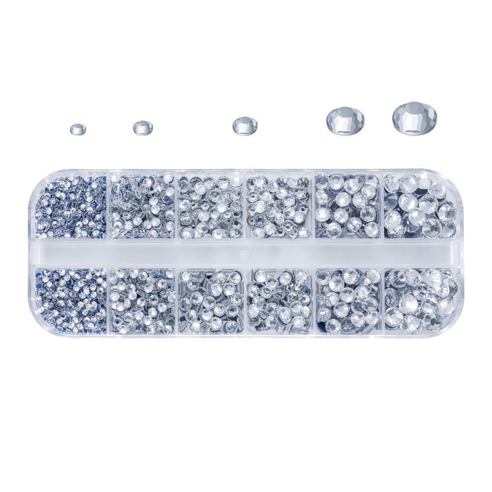 Hot Melt Glue Rhinestone Applicator Set with 12 Grids for DIY Clothing Décor and Flat Bottom Rhinestones