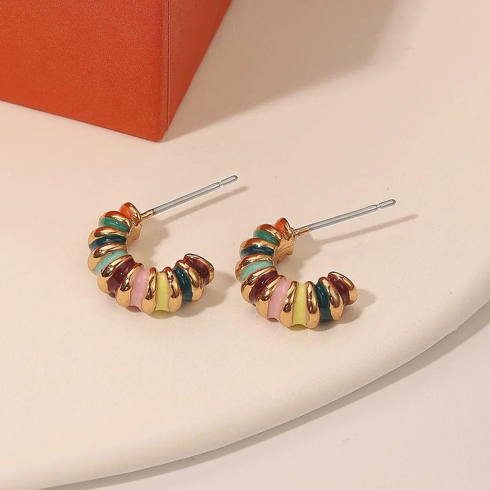 

Эмалевые серьги-клипсы в стиле ретро, цветные серьги-капли масла в стиле ретро, серьги-макароны, женские B