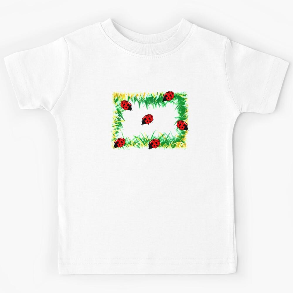 Little red cute ladybugs in the garden Kids T-Shirt 130
