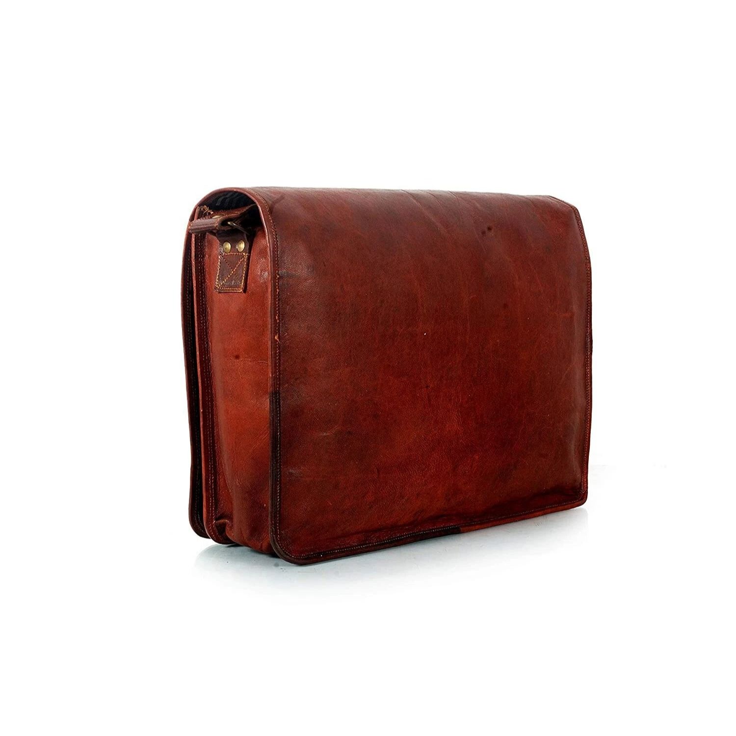 

Мужская винтажная новая сумка-мессенджер для ноутбука из натуральной кожи ручной работы 16 x 12 x 5 in