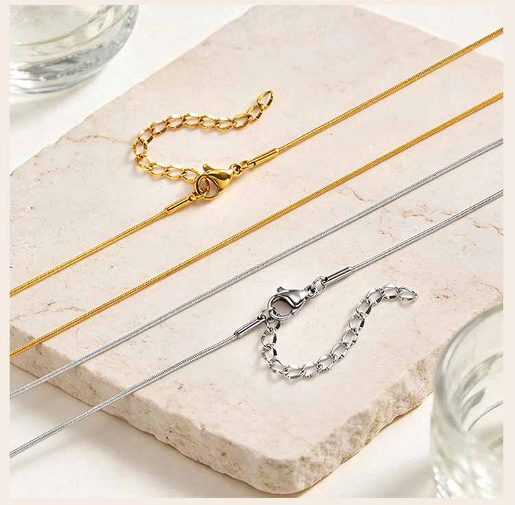 Minimalistische Schlangenkette Halskette, Anlaufgeschützt 18K Vergoldeter Edelstahl Dünn Vielseitig Basis Layering Schmuck