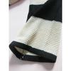 Damski Sweter Dzianinowy Casualowy w Paski Patchworkowy Okrągły Dekolt Rozszerzane Długie Rękawy Luźny Modny Dzianinowy Top Casualowy Wszechstronny Miękki Stylowy Sweter Dzianinowy Płaszcz