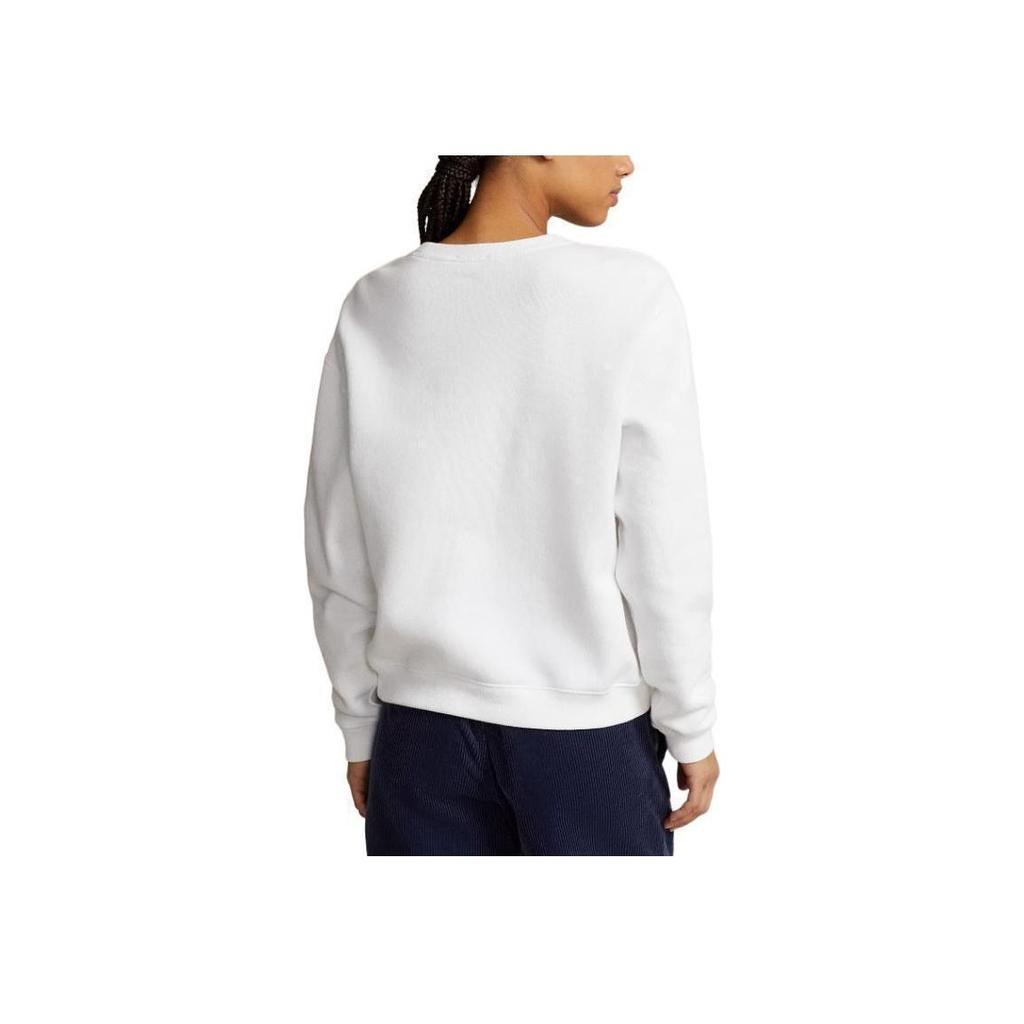 Polo Ralph Lauren FW23 Solid Color Small Pony Embroidered Casual Loose Round Neck Long Sleeve Sweatshirt Women sweatshirt White 211841662-001