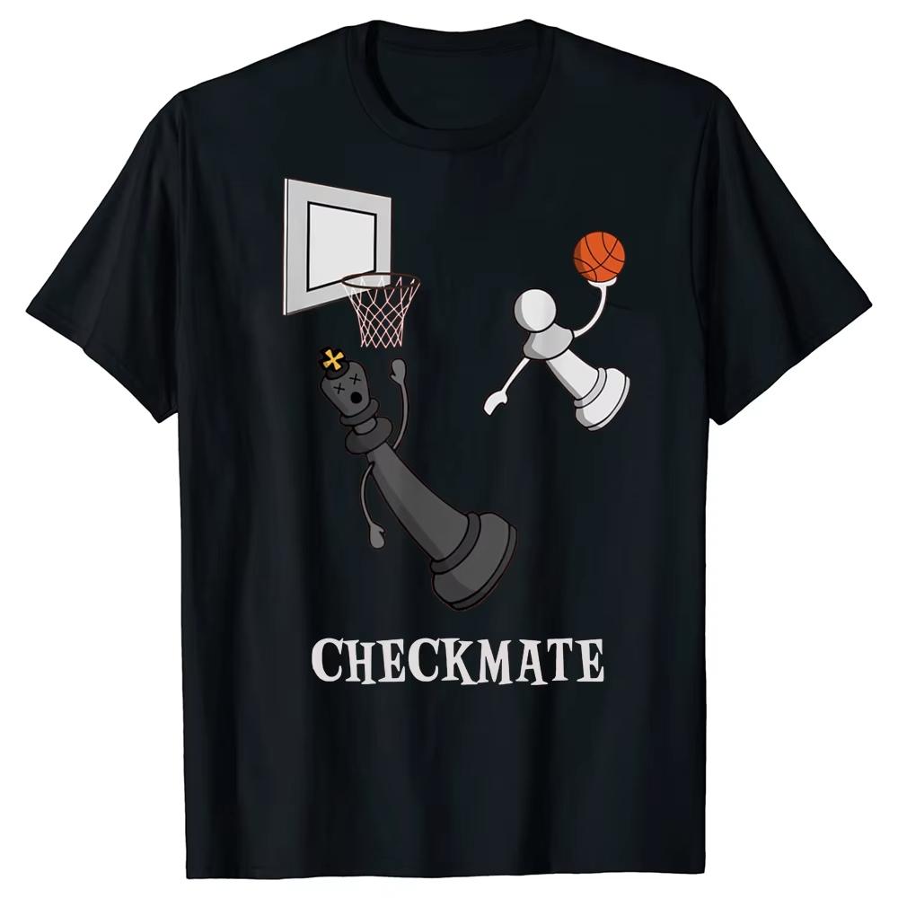Fun Checkmate Chess Basketball Game Board King T-Shirt Graphic Cotton Streetwear Short Sleeve Birthday Gift