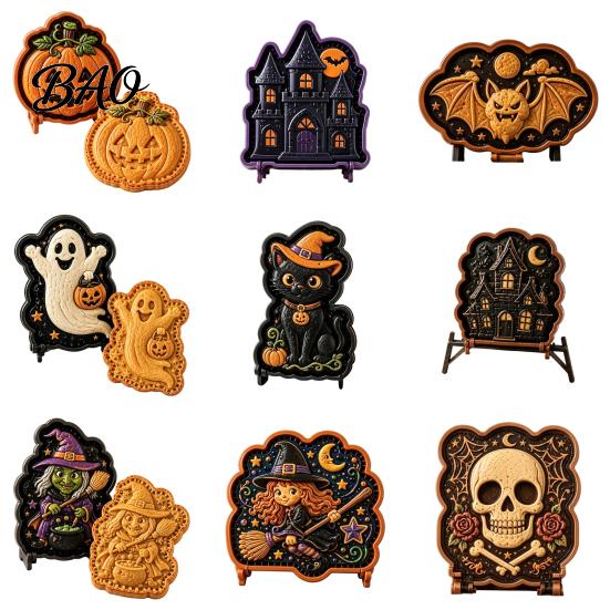 Halloween Cookie Cutters for Pastry Mini Pie Press Mold, Hand Cutter Holiday Baking, Molds Baking Party DIY Dessert Tool, Non-Stick Mold Kids Kitchen